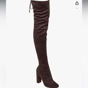 LILIANA BROWN “KENZY-6” OVER THE KNEE CHUNKY HEEL BOOT WITH DRAWSTRING SIZE 7.5